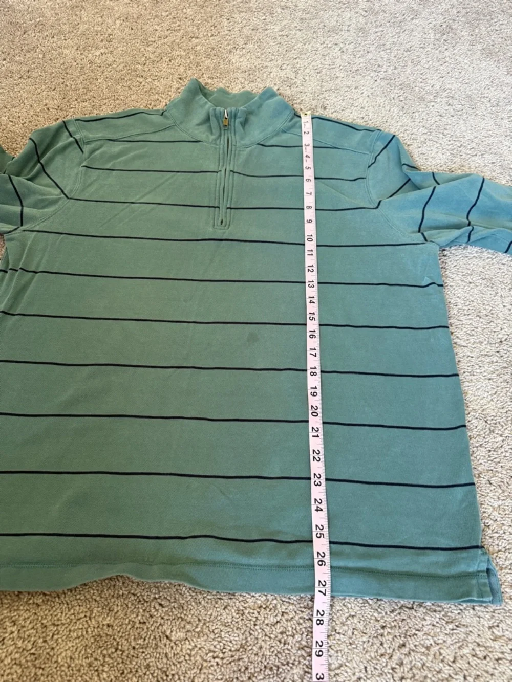 J. Crew Green Striped Quarter-Zip pullover Sweater